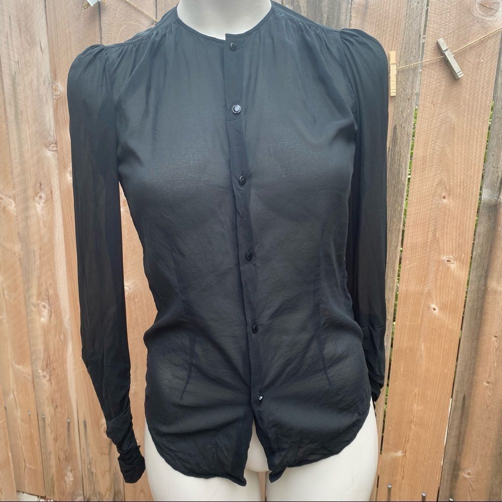 Ralph Lauren sheer silk blouse in black size 2